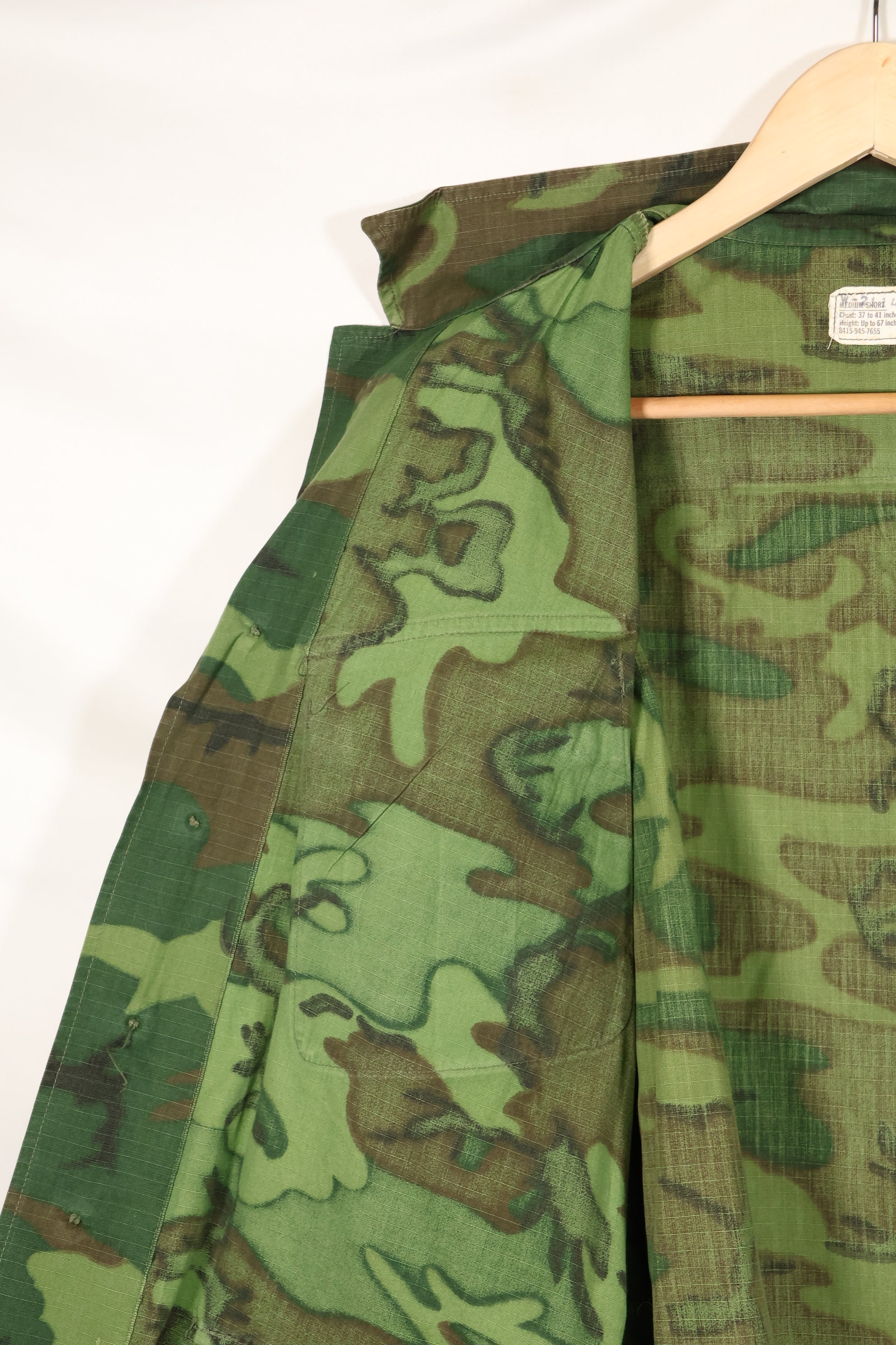 1970年契約　M-S　USMC　リップストップ　ERDL迷彩　ジャングルファティーグ　ジャケット　褪色あり　中古品