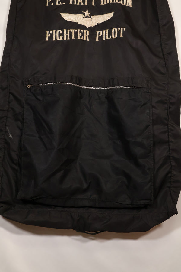 1960s privately procured fighter pilot flight jacket &amp; uniform suit bag, embroidered, used