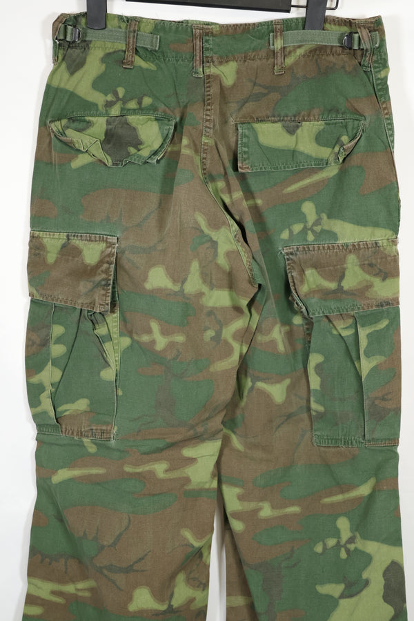Real non ripstop fabric ERDL camouflage pants, used, faded, SMALL-REGULAR