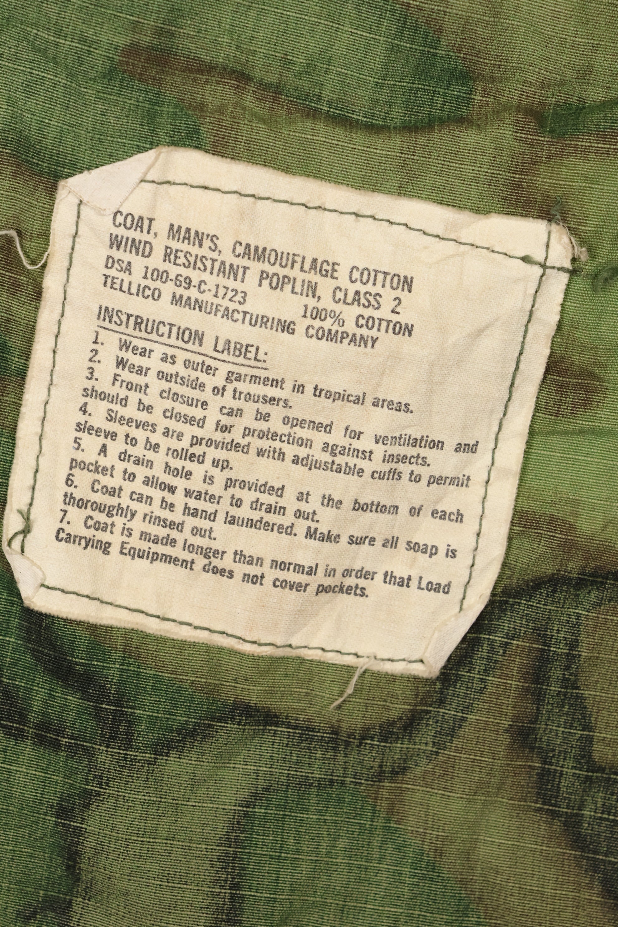 1969年契約　M-S　リップストップ　ERDL迷彩　ジャングルファティーグ　ジャケット　褪色あり　中古品