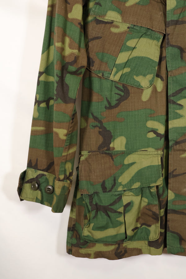 1969 Contract M-S Ripstop ERDL Camouflage Jungle Fatigue Jacket, faded, used, B