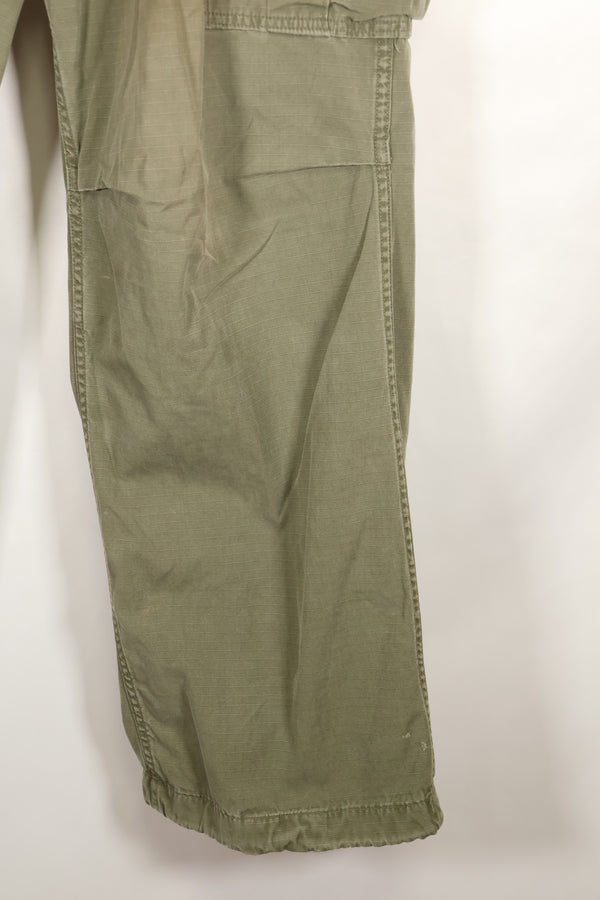1969 Contract M-R 4th Model Jungle Fatigue Pants, stained, faded, used.