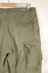 1969 Contract M-R 4th Model Jungle Fatigue Pants, stained, faded, used.
