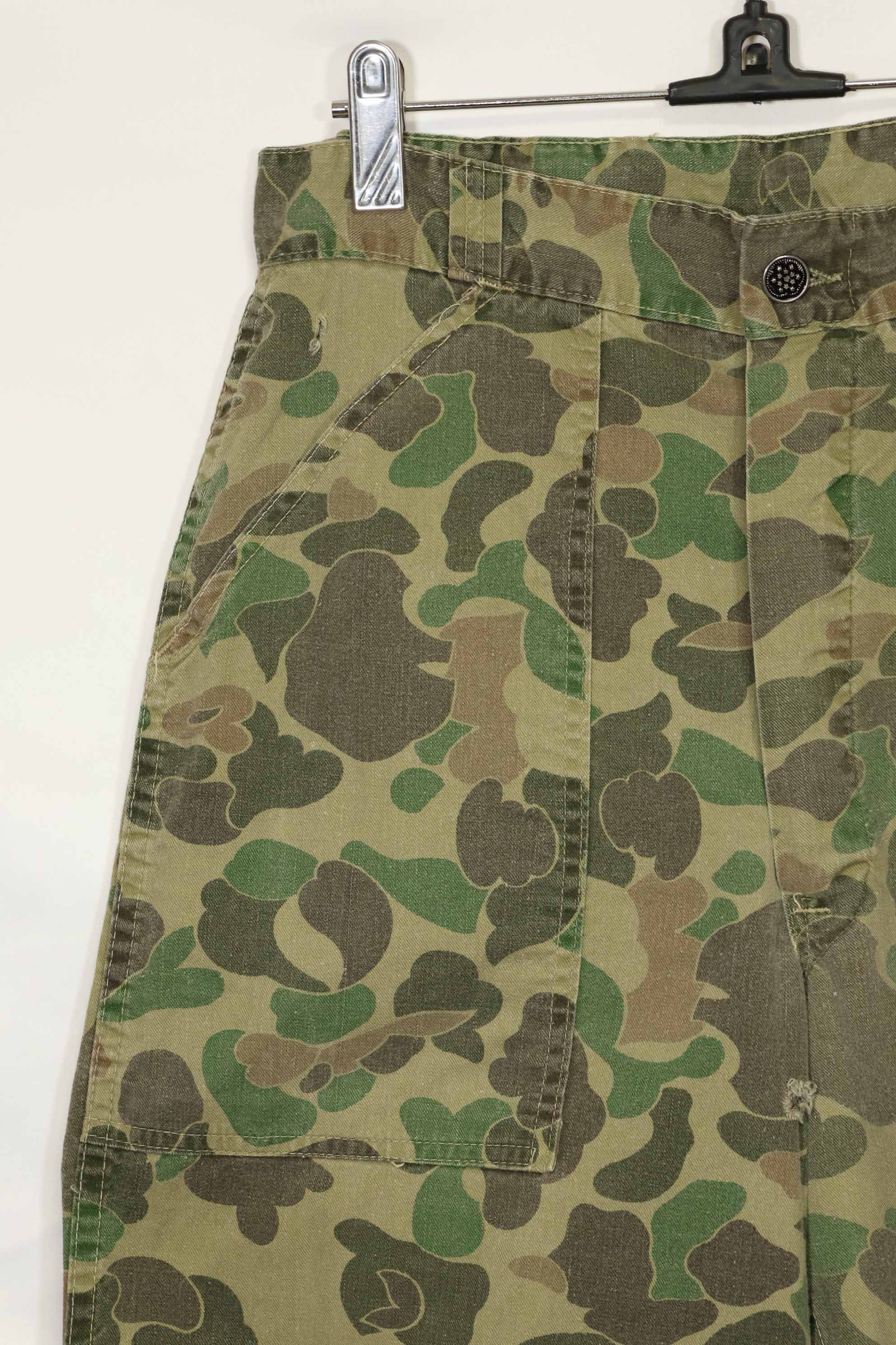 1970s civilian frogskin camouflage hunting pants, used.