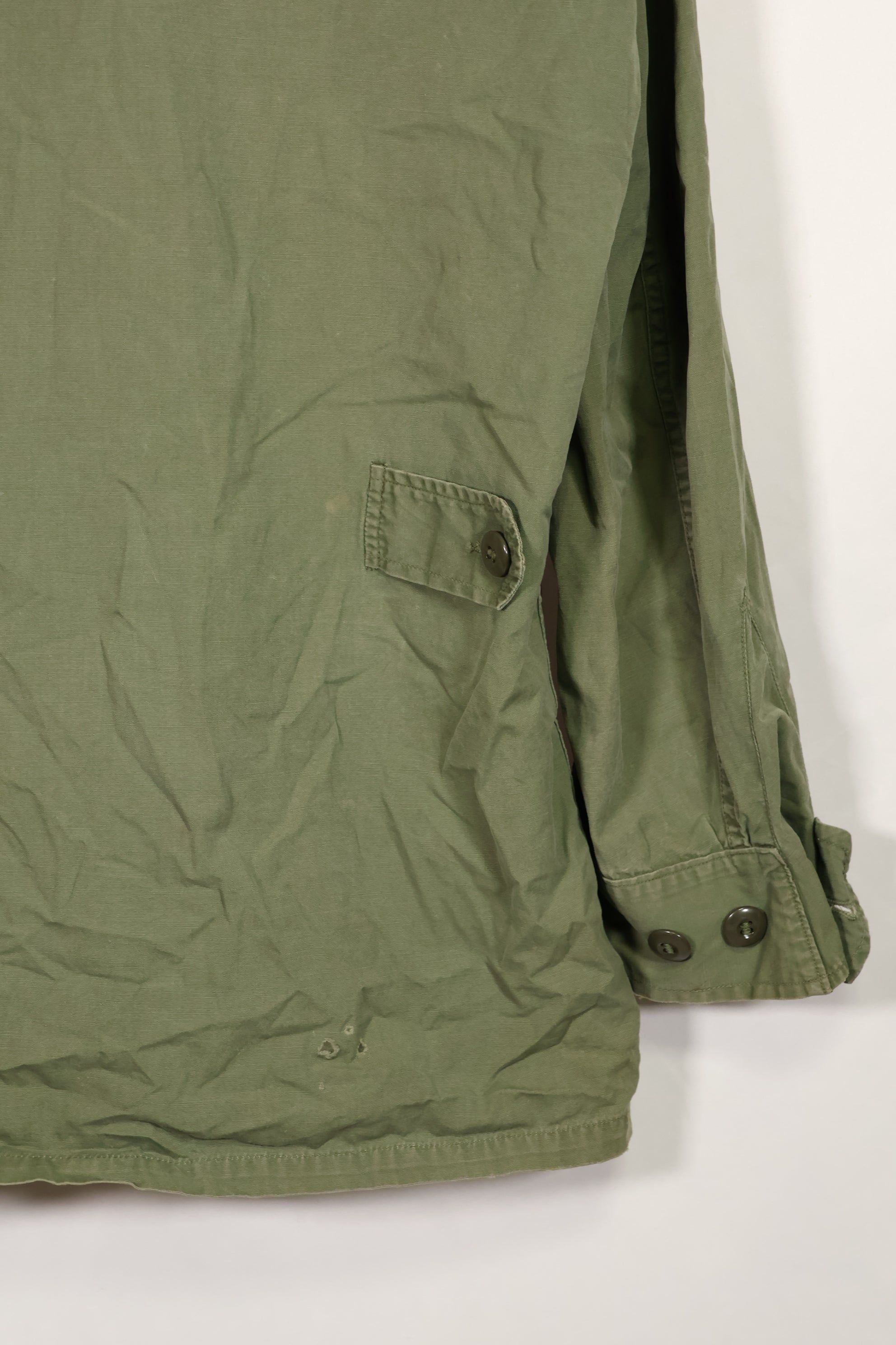 Real 1963 1st Model Jungle Fatigue Jacket, patch marks, faded.