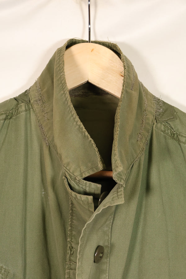 1963 Contract, estimated SMALL 1st Model Jungle Fatigue Jacket, used, stains, scratches.