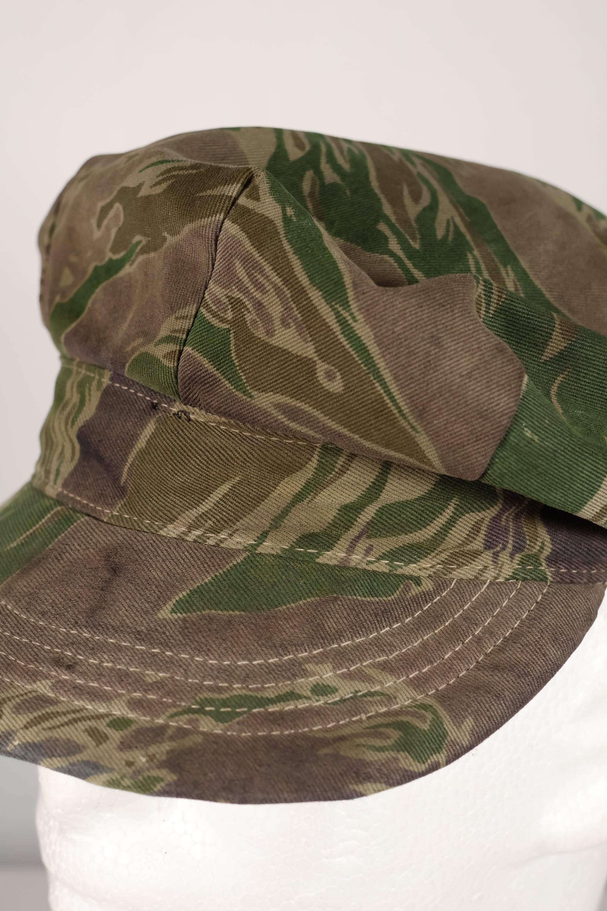 Real Okinawa Tiger Pattern CIDG Hat Tiger Stripe Hat, faded, used.