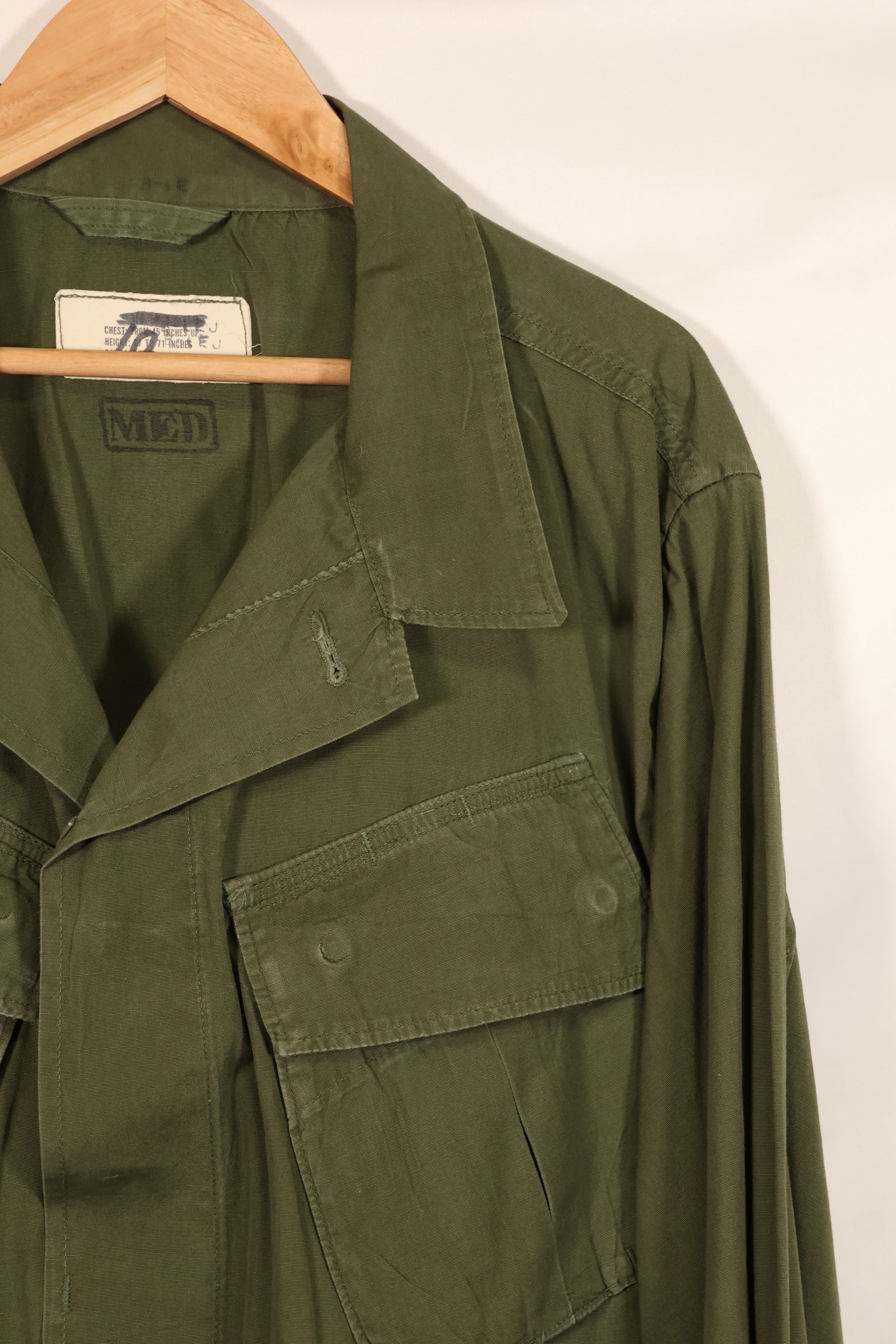 Real circa 1966-1967 lot 3rd Model Jungle Fatigue Jacket, used, size unreadable.