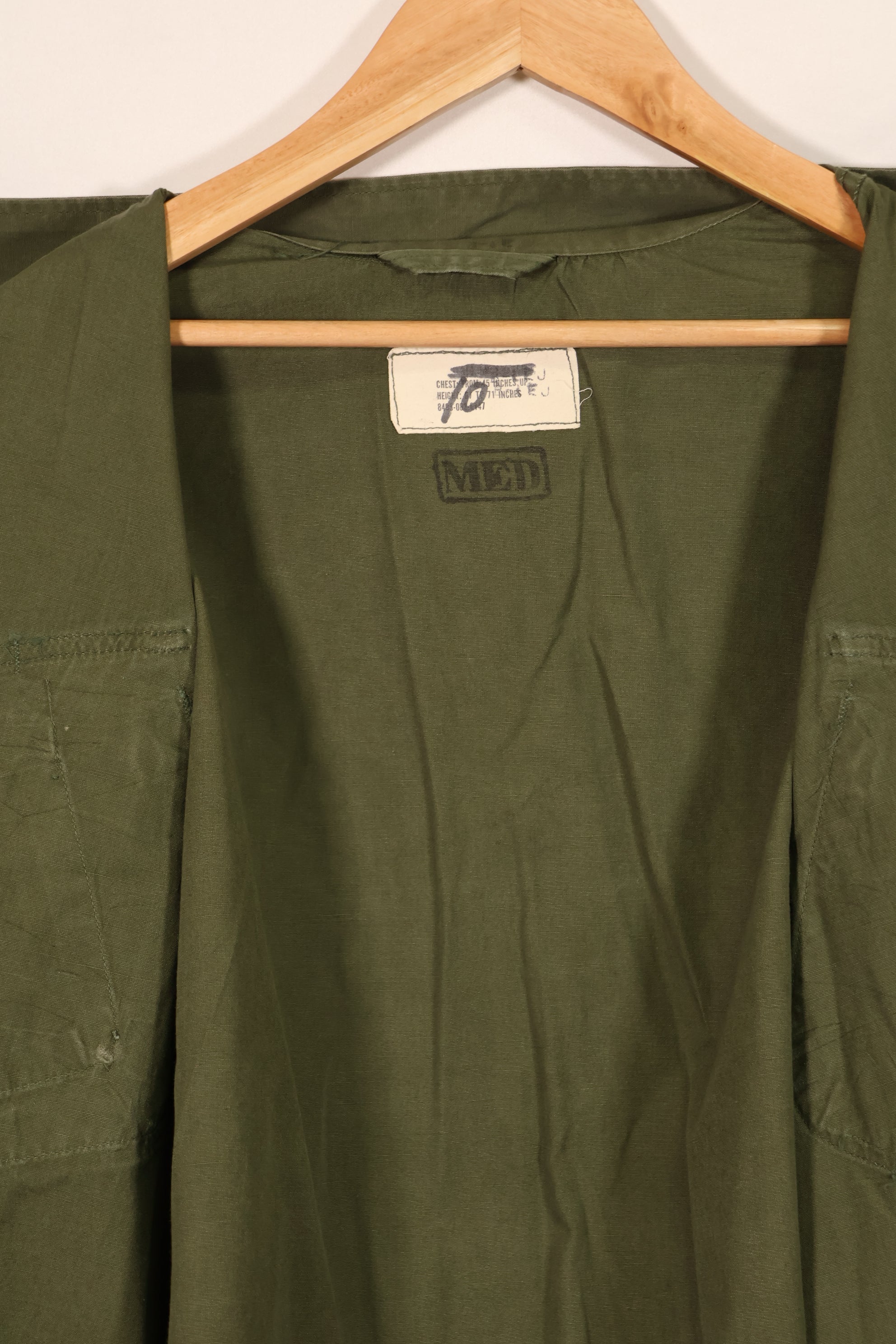 Real circa 1966-1967 lot 3rd Model Jungle Fatigue Jacket, used, size unreadable.