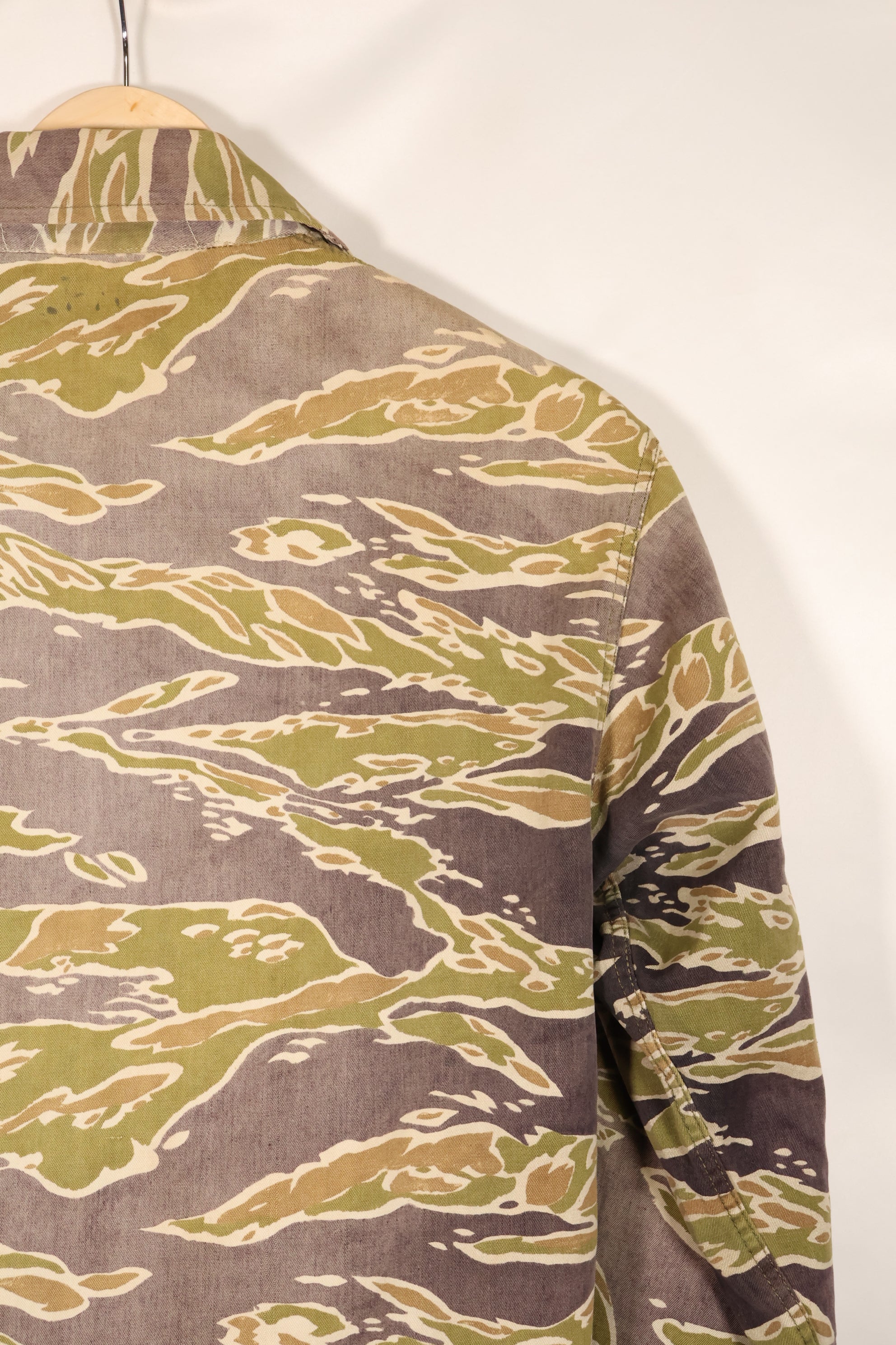 Real Late War Pattern Tiger Stripe Shirt, heavy weight fabric, faded, used.