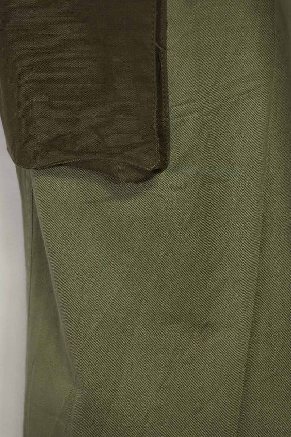 1940s-50s U.S. Army M45 cotton field pants with modified cargo pockets, airborne use, used, A