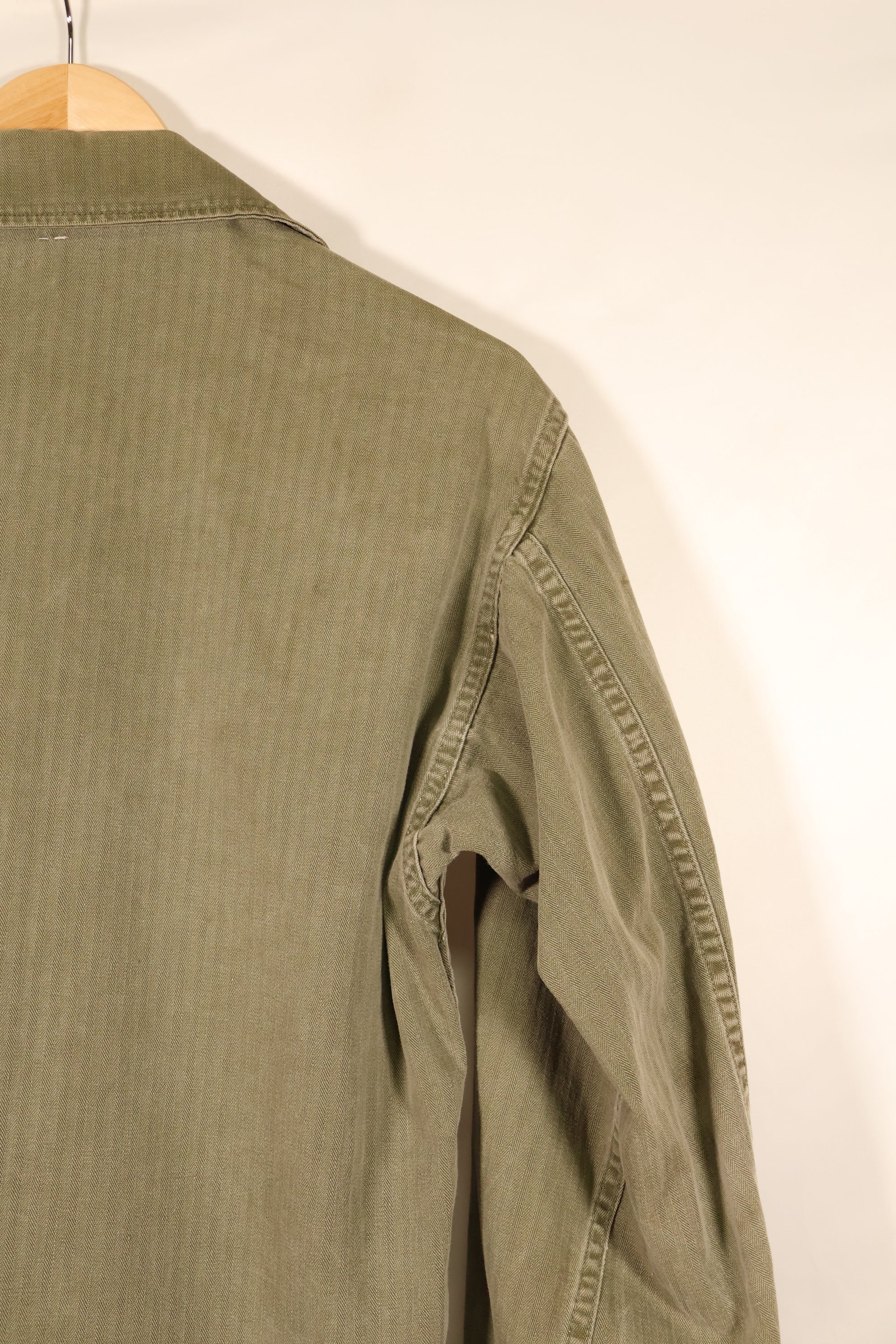 Late 1940s–1950s, U.S. Army, M-47 HBT Utility Shirt with Patches, Used