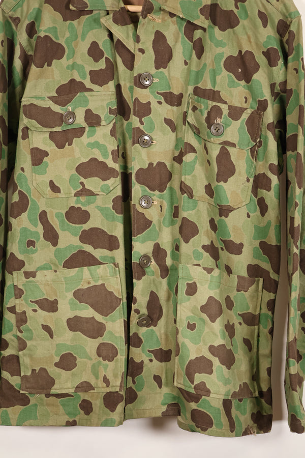 1940s-early 50s Japanese frogskin camouflage tailored jacket, HBT fabric, beautiful, used.