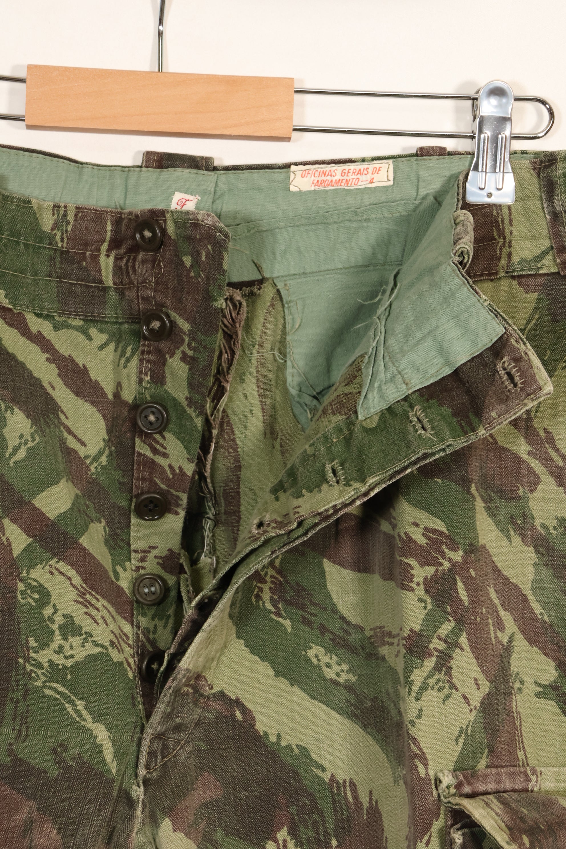 1960s-70s Portuguese Army Lizard Camouflage Cargo Pants, used.