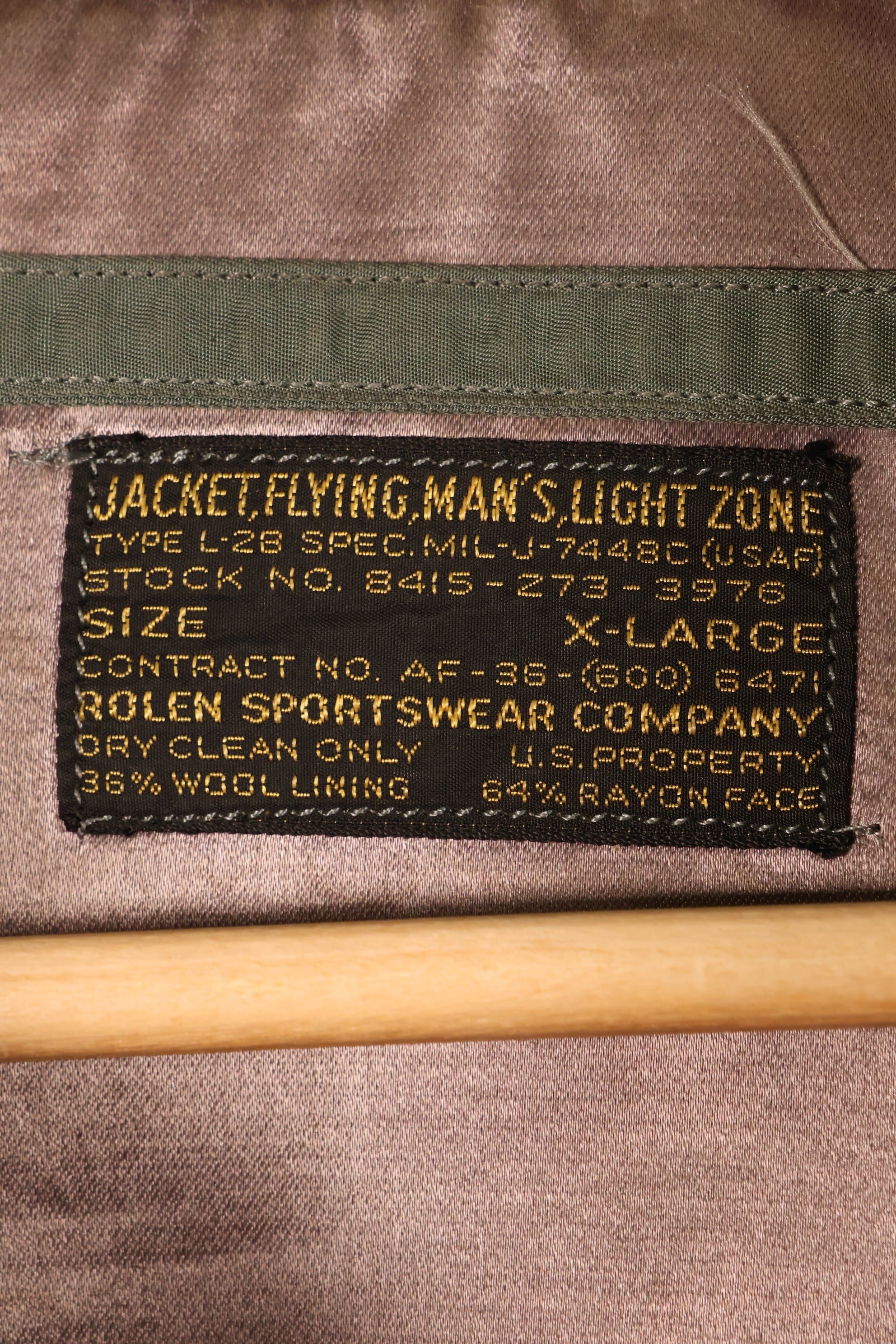 1950年代後半　X-LARGE　アメリカ空軍　USAF　TYPE　L-2B　ライトゾーン　フライトジャケット　中古品