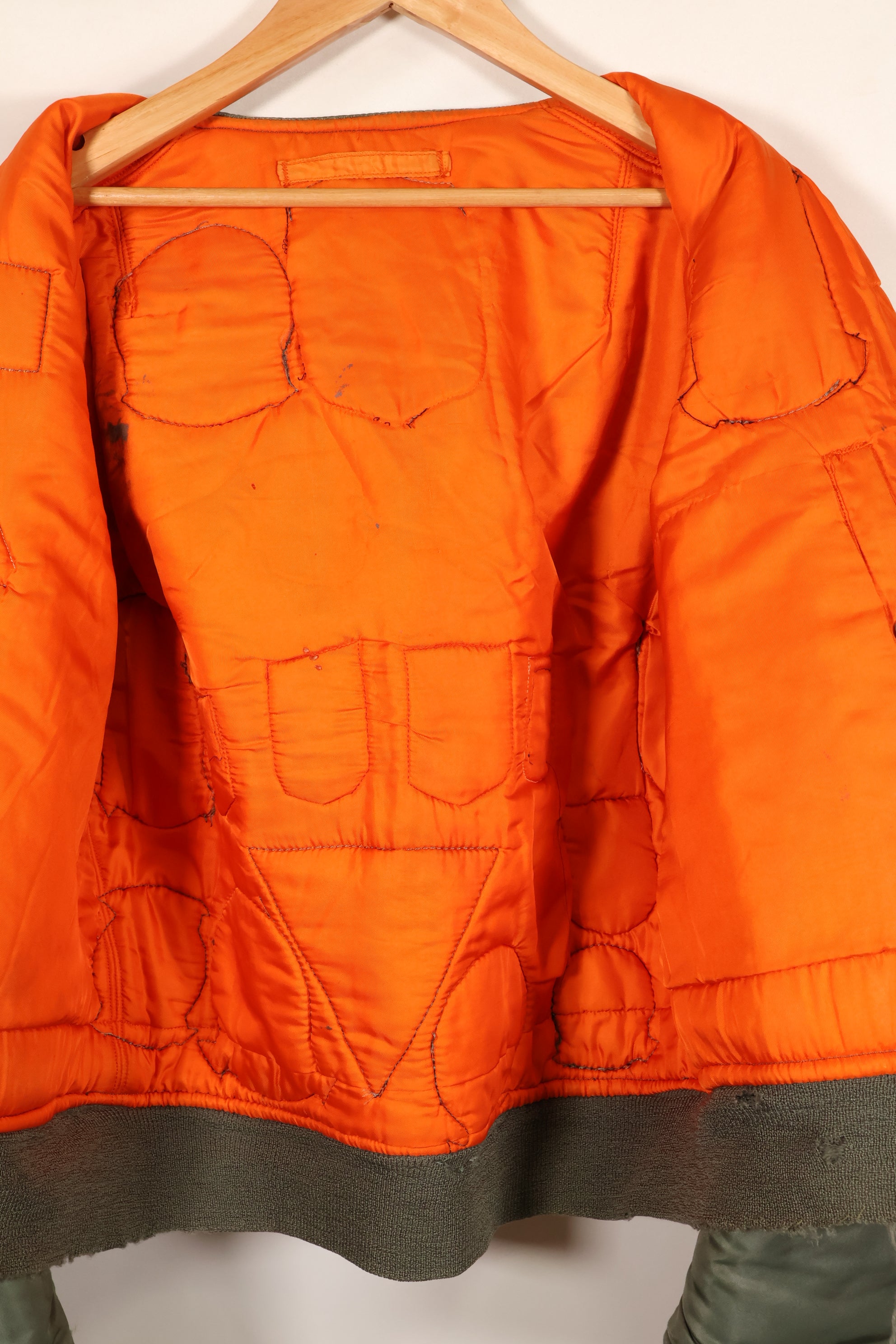 Late 1960's Estimated LARGE US Navy MA-1 Flight Jacket with pilot modifications, used.