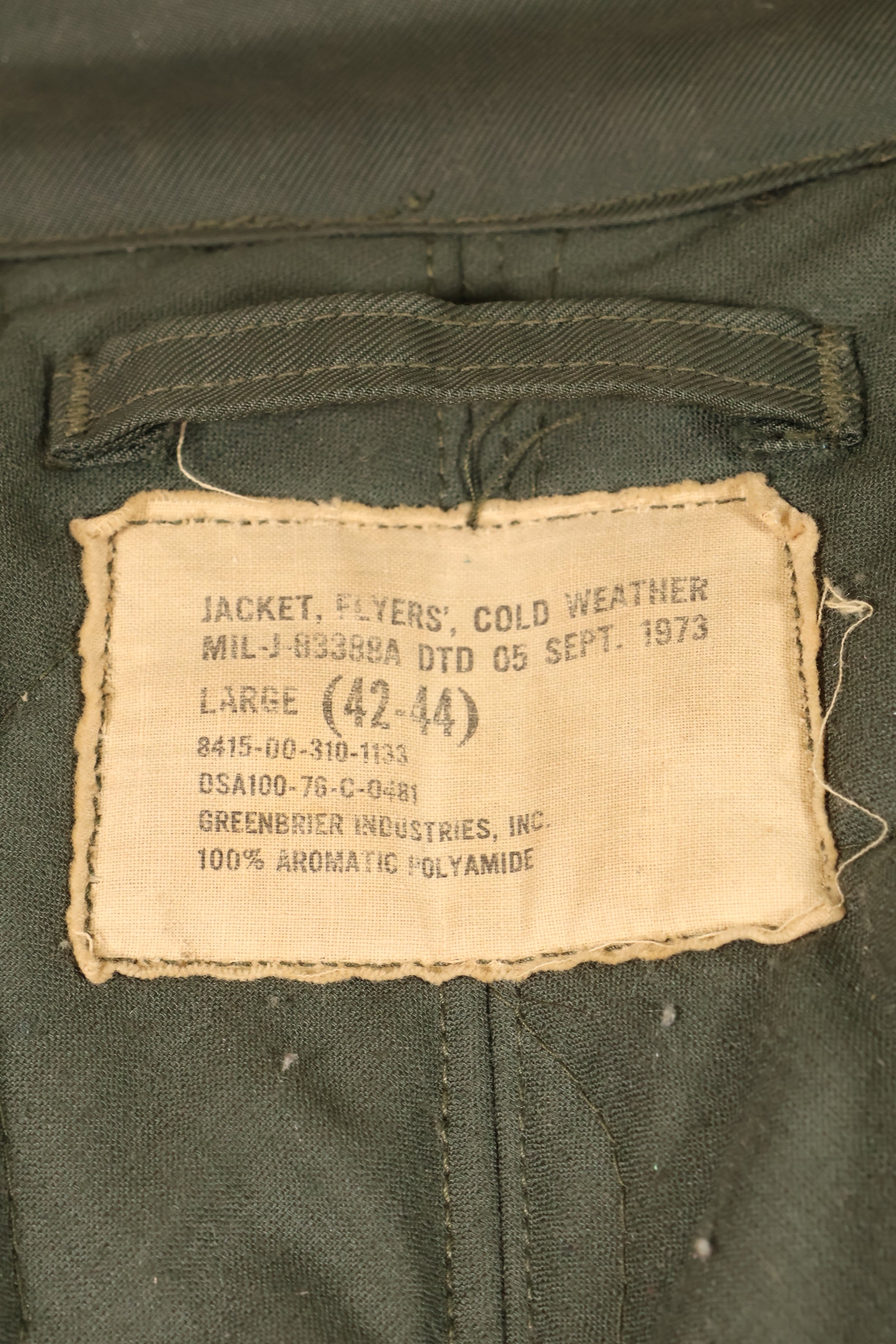 1976 Contract LARGE US Navy CWU-45P Flight Jacket Intermediates Used