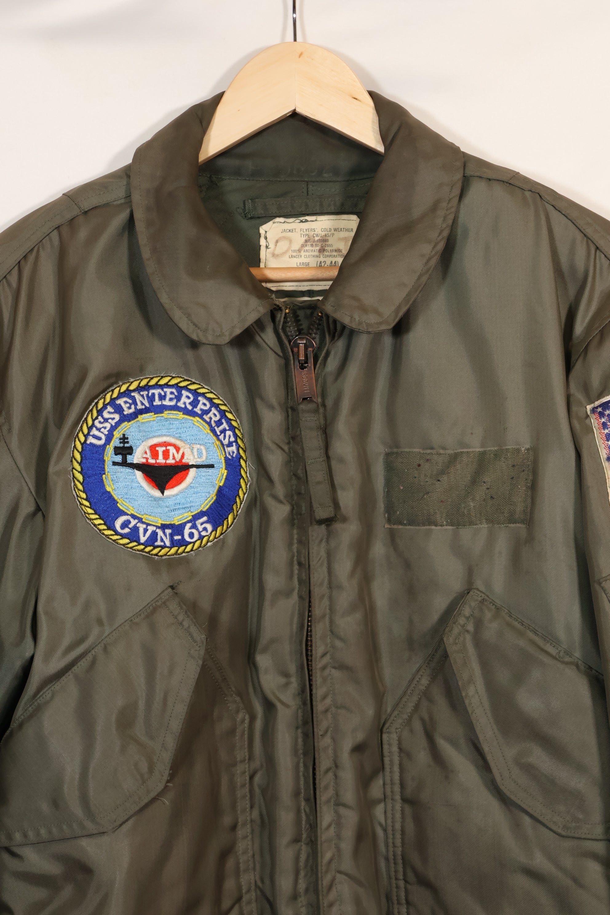 1980 Contract LARGE USS ENTERPRISE UWC-45P Flight Jacket Personalized Custom Used