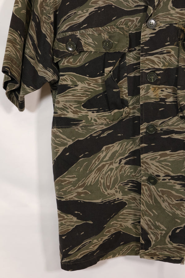 1960s US-L silver tiger stripe US cut shirt short sleeves custom torn