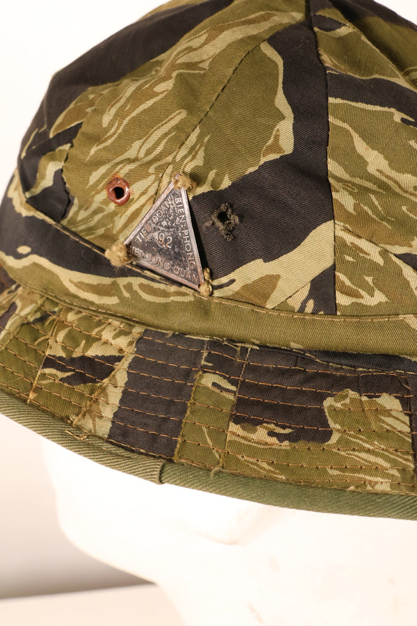 Authentic Fabric: South Vietnamese Marine Corps (VNMC) 3rd Pattern Transition-Period Fabric, Tiger Stripe Boonie Hat Replica