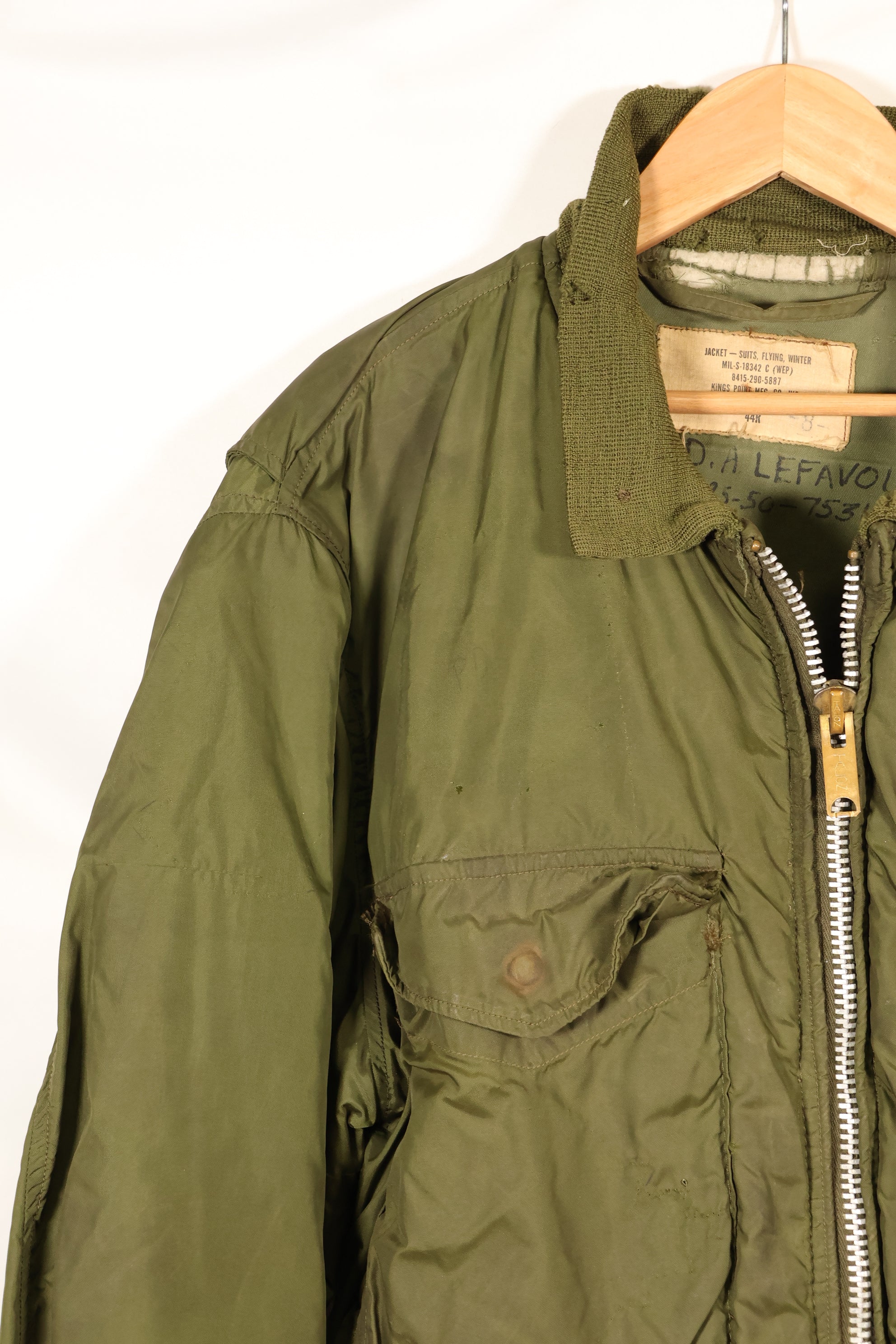 1972年契約　44R　アメリカ海軍　冬季用フライトジャケット　WEPジャケット　中古品