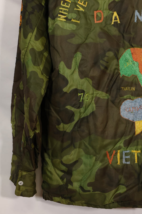 1970-71 large size Vietnam War camouflage poncho tour jacket DA NANG used