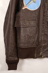 1971 contract size 44 G-1 flight jacket, painted, patches, used.