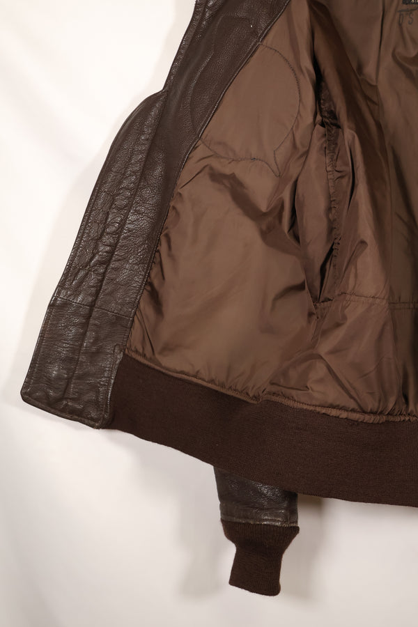 1971 contract size 44 G-1 flight jacket, painted, patches, used.