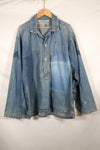 1930s U.S. Army denim pullover shirt, 3 buttons, used.