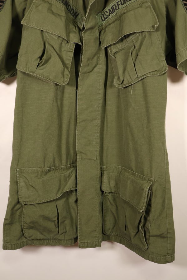 1969 Contract, S-L, Taylor Markings, 4th Model Jungle Fatigue Jacket, USAF, Short-Sleeve Custom, Used