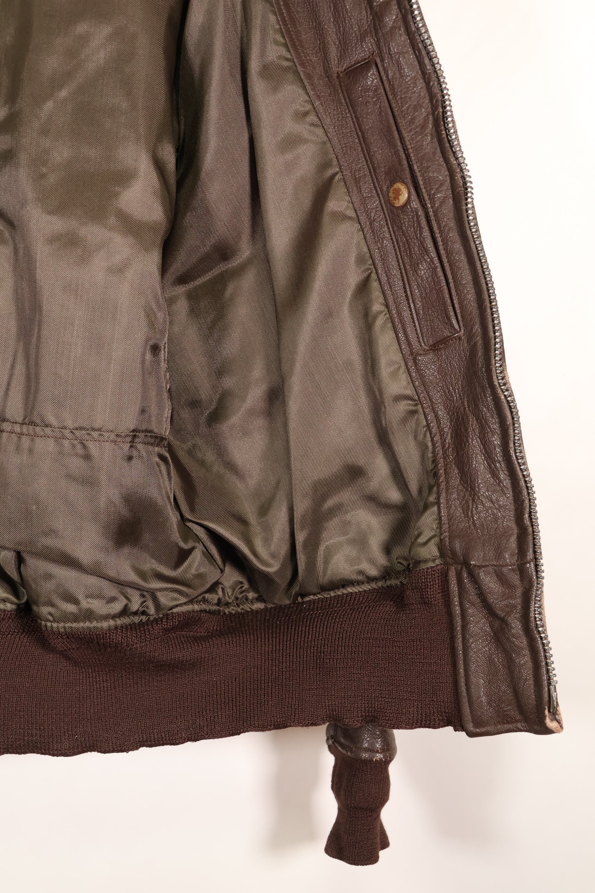 Early 1960s lot size 42 G-1 intermediates zone flight jacket, used.