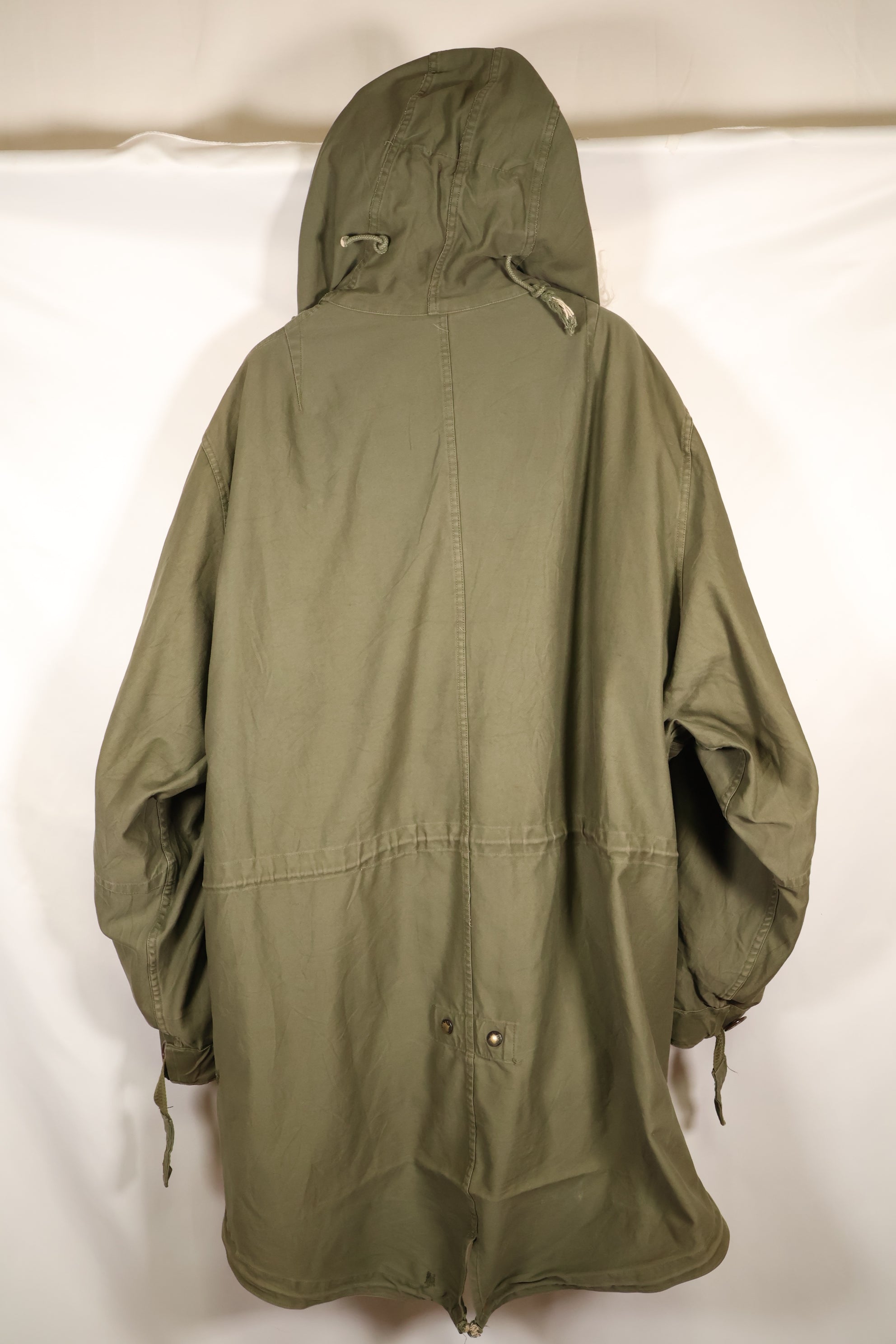 Late 1940's L size US Army M-48 Field Parka with repairs, used movie company costume.