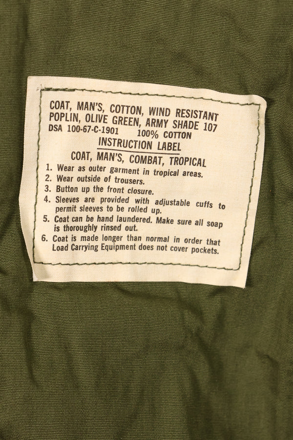 1967 Contract, L-L, Virtually Unused, 3rd Model Jungle Fatigue Jacket, Stains on the Back, Used