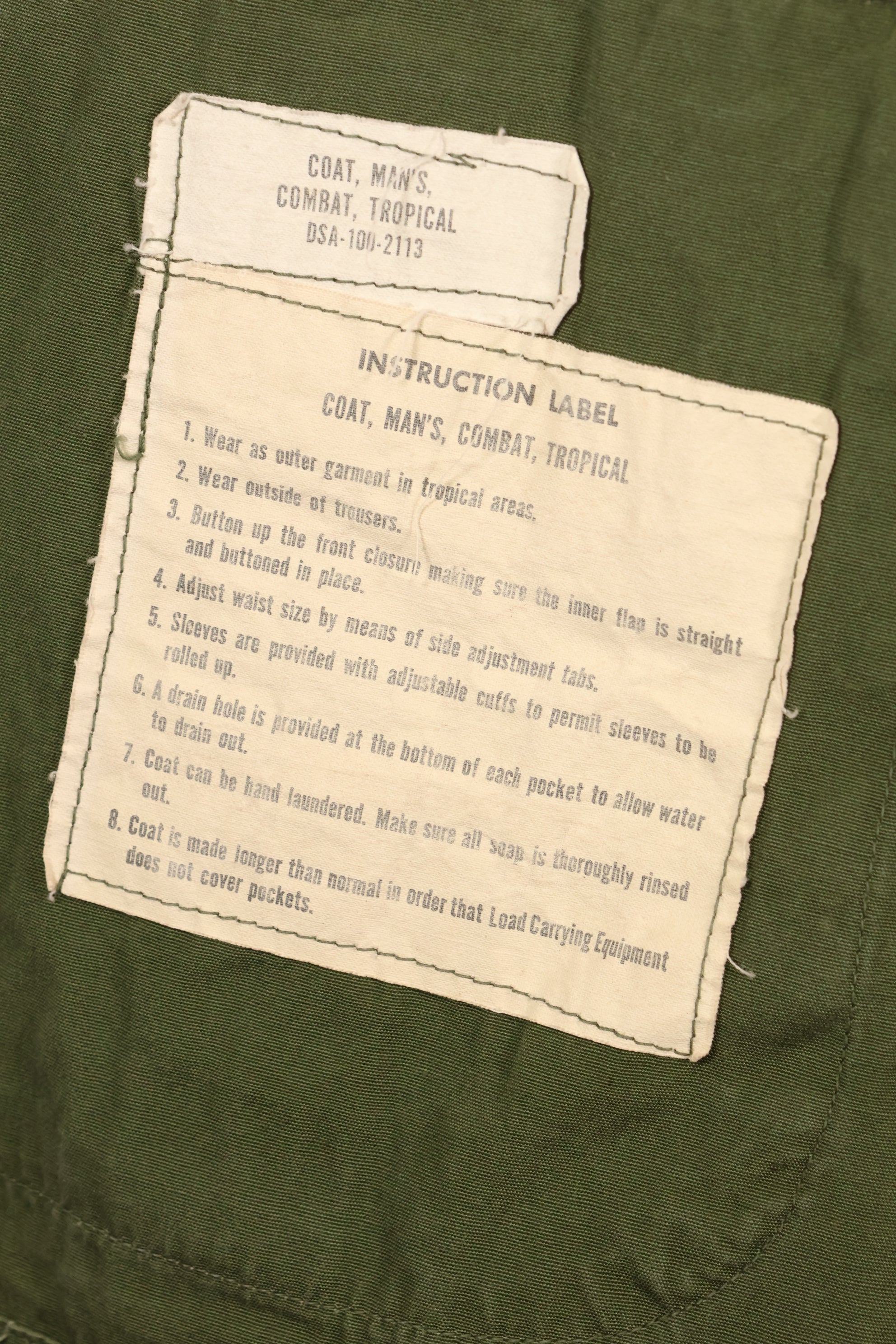 Circa 1966-67 L-R 2nd Model 3rd Model eclectic jungle fatigues jacket, used, good condition.