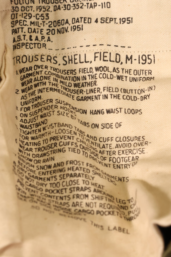 1951 Contract, M-R, U.S. Army, M-1951 Field Pants, M51 Pants, Virtually Unused　