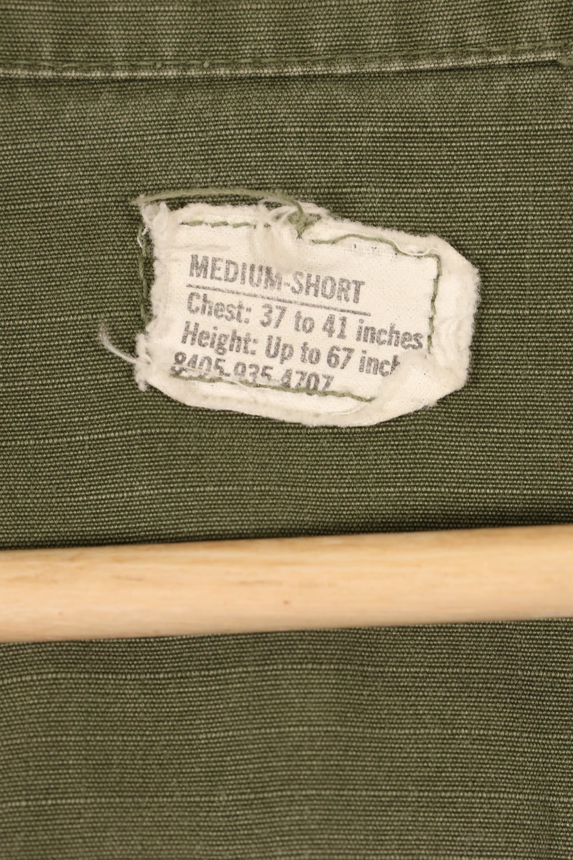 1970 Contract M-S 4th Model Jungle Fatigue Jacket, faded, used.