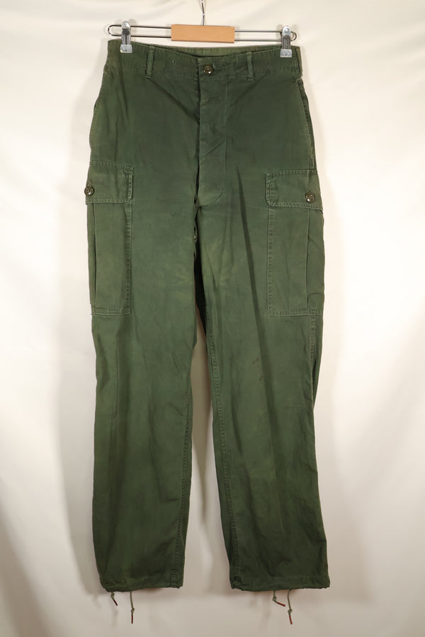 1963 contract, estimated S-L 1st Model Jungle Fatigue pants, dyed, CRC release, faded, used.