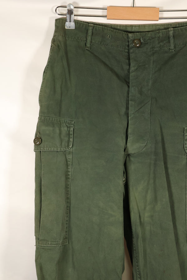 1963 contract, estimated S-L 1st Model Jungle Fatigue pants, dyed, CRC release, faded, used.
