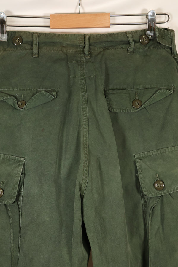 1963 contract, estimated S-L 1st Model Jungle Fatigue pants, dyed, CRC release, faded, used.