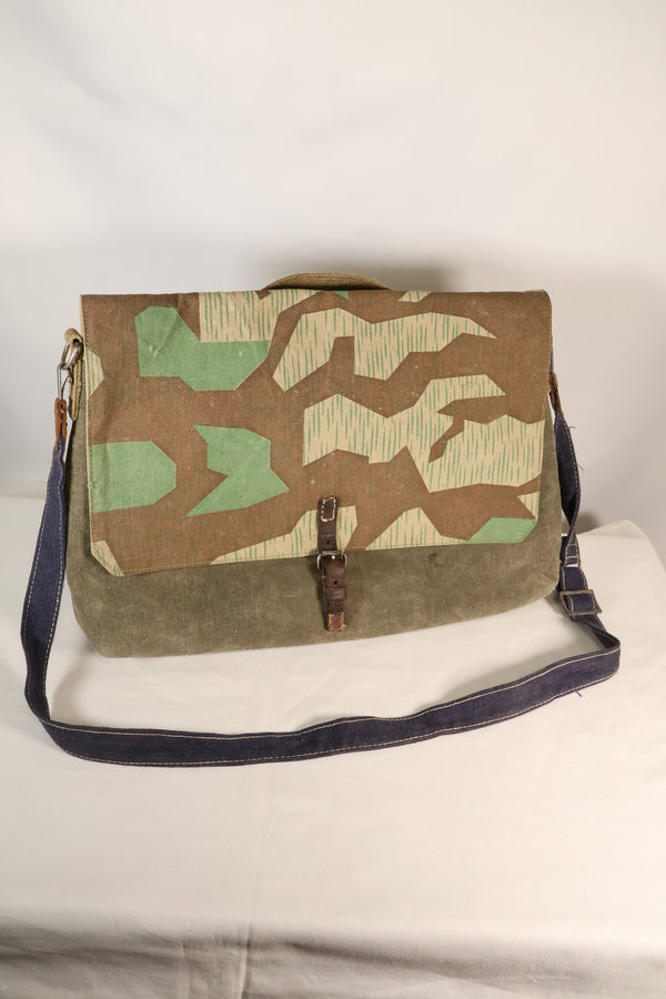 WWII German Luftwaffe splinter camouflage messenger bag made by Signal Depot, USA, using 1940s parts
