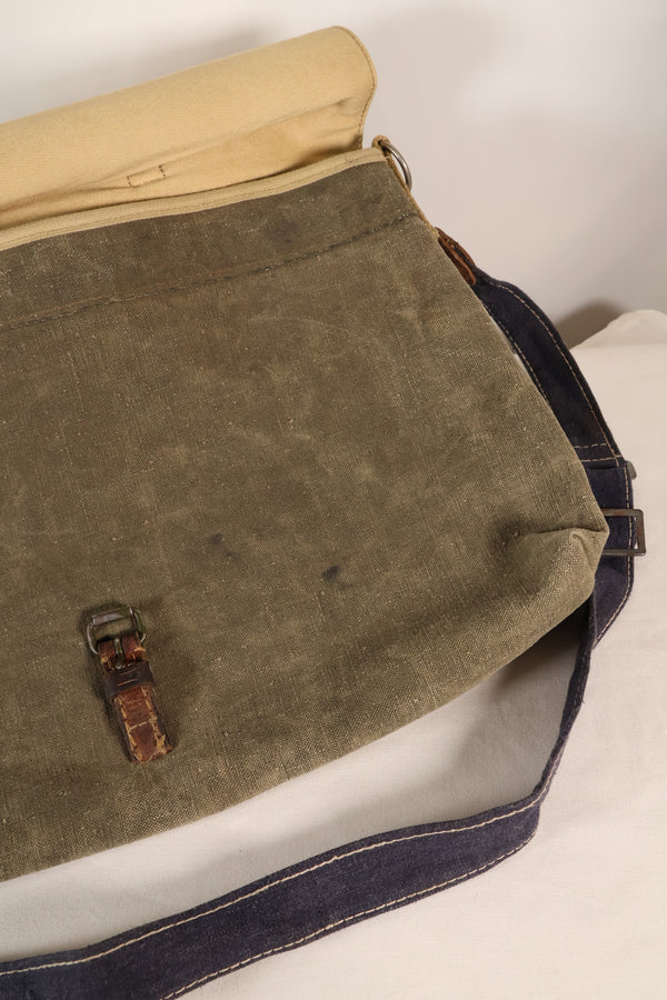 WWII German Luftwaffe splinter camouflage messenger bag made by Signal Depot, USA, using 1940s parts
