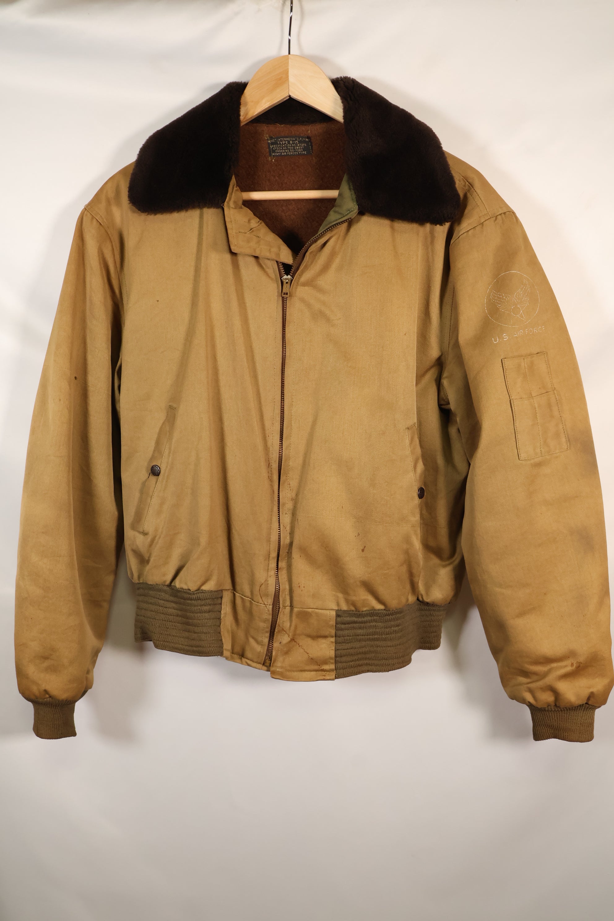1950's USAF B-15 cotton flight jacket, commercial model, used.