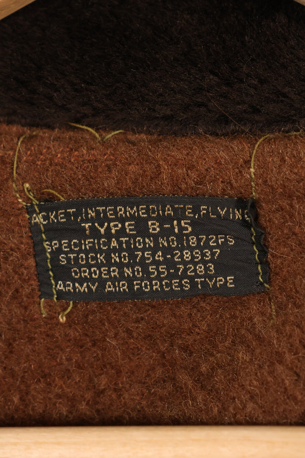 1950's USAF B-15 cotton flight jacket, commercial model, used.