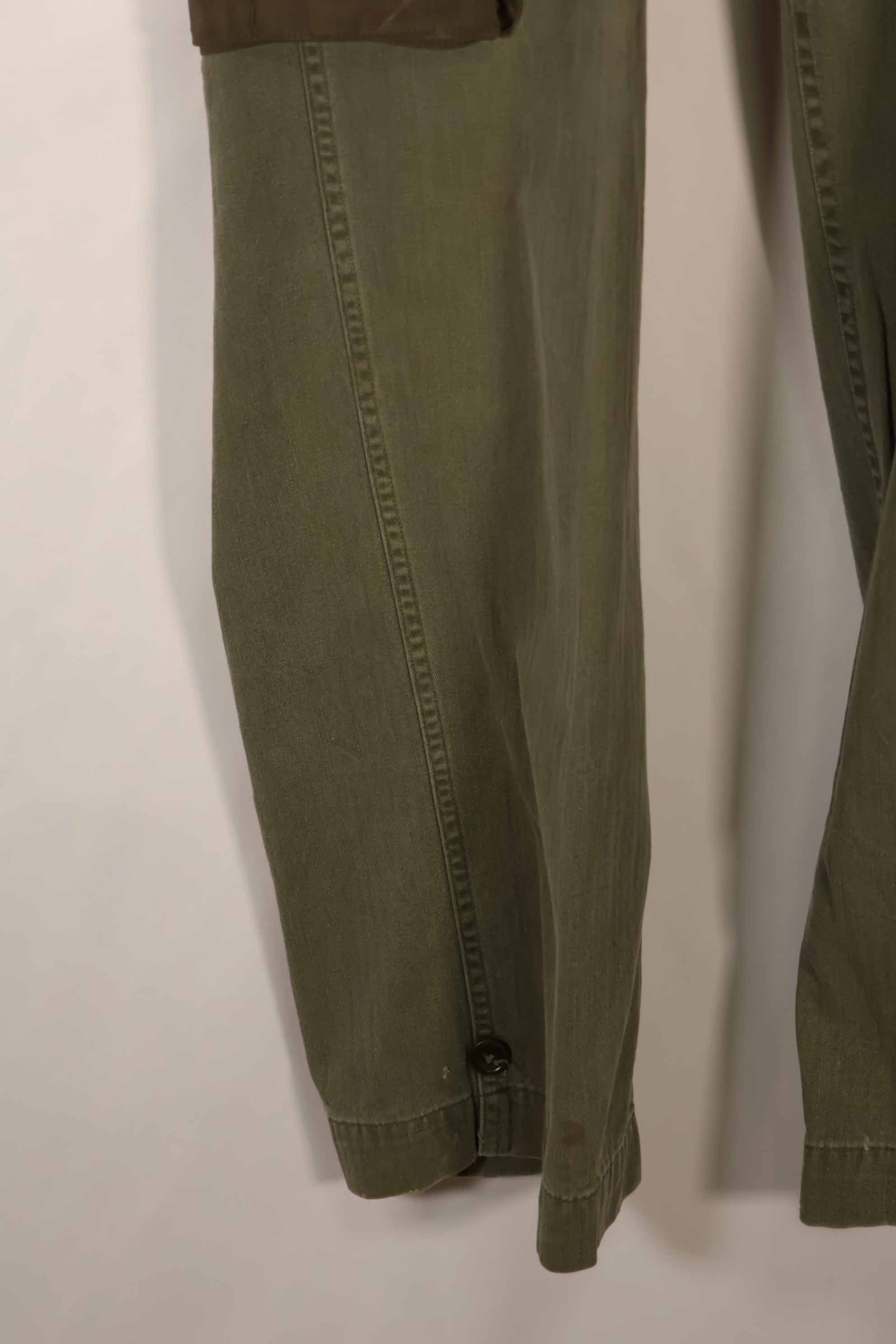 Real 1940s-50s US Army HBT pants, modified pockets, used.