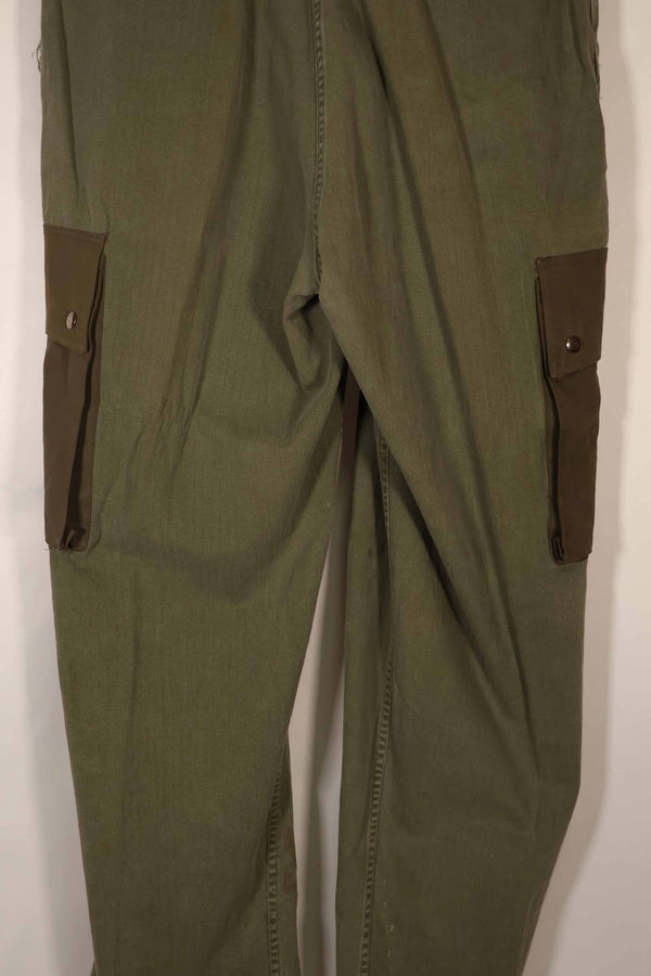 Real 1940s-50s US Army HBT pants, modified pockets, used.