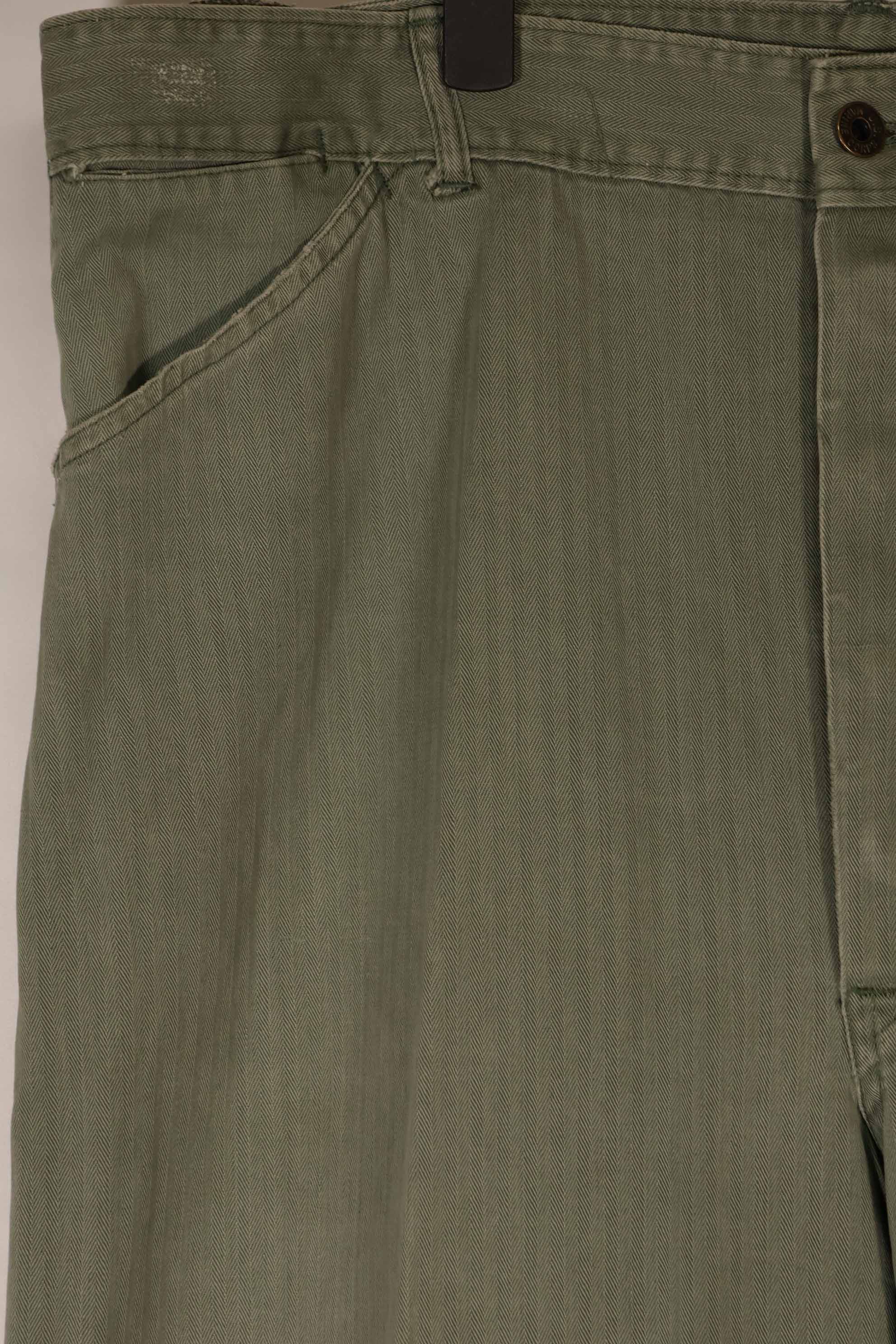 Real 1940s USMC M42 HBT Utility Pants, large size, used.