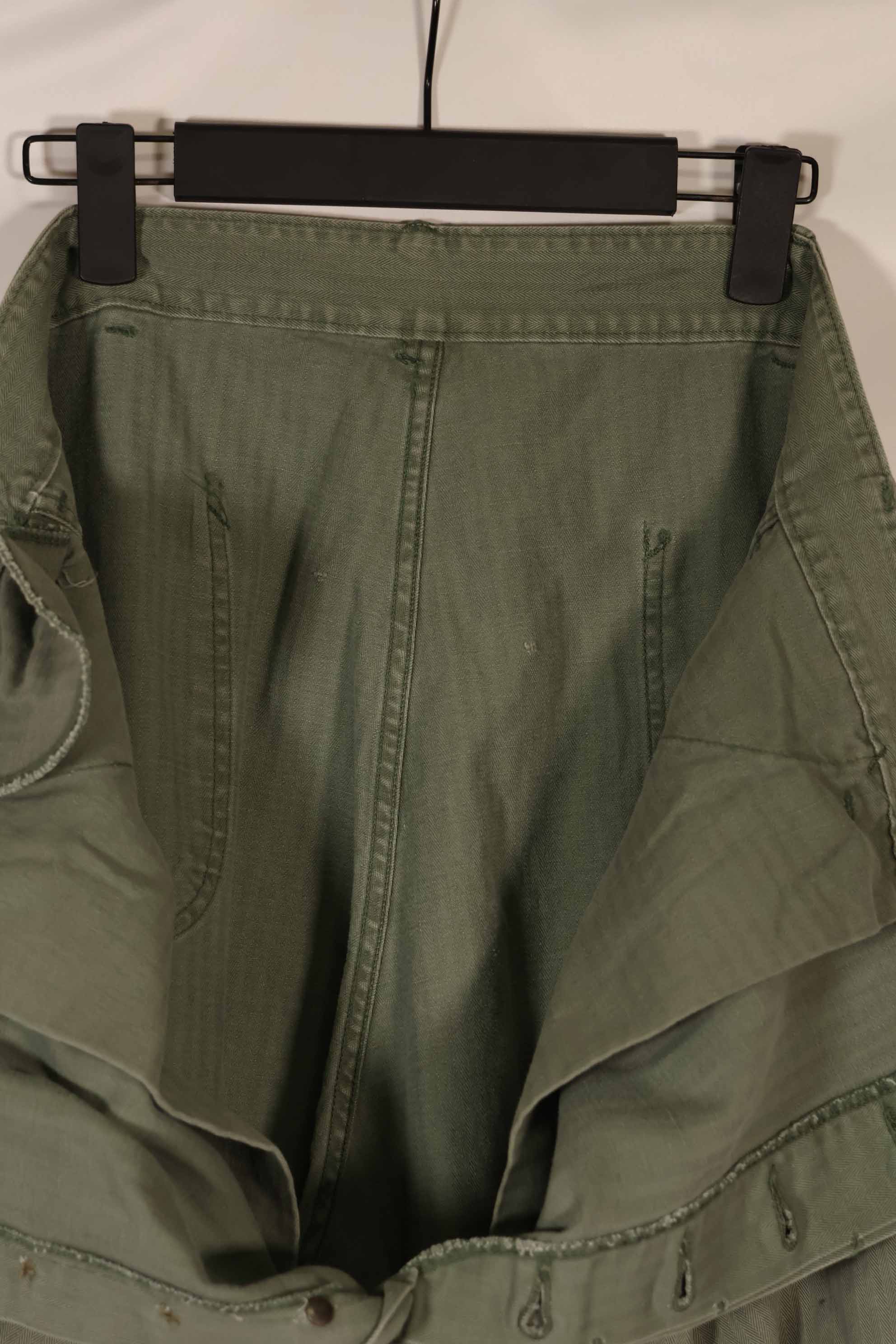 Real 1940s USMC M42 HBT Utility Pants, large size, used.