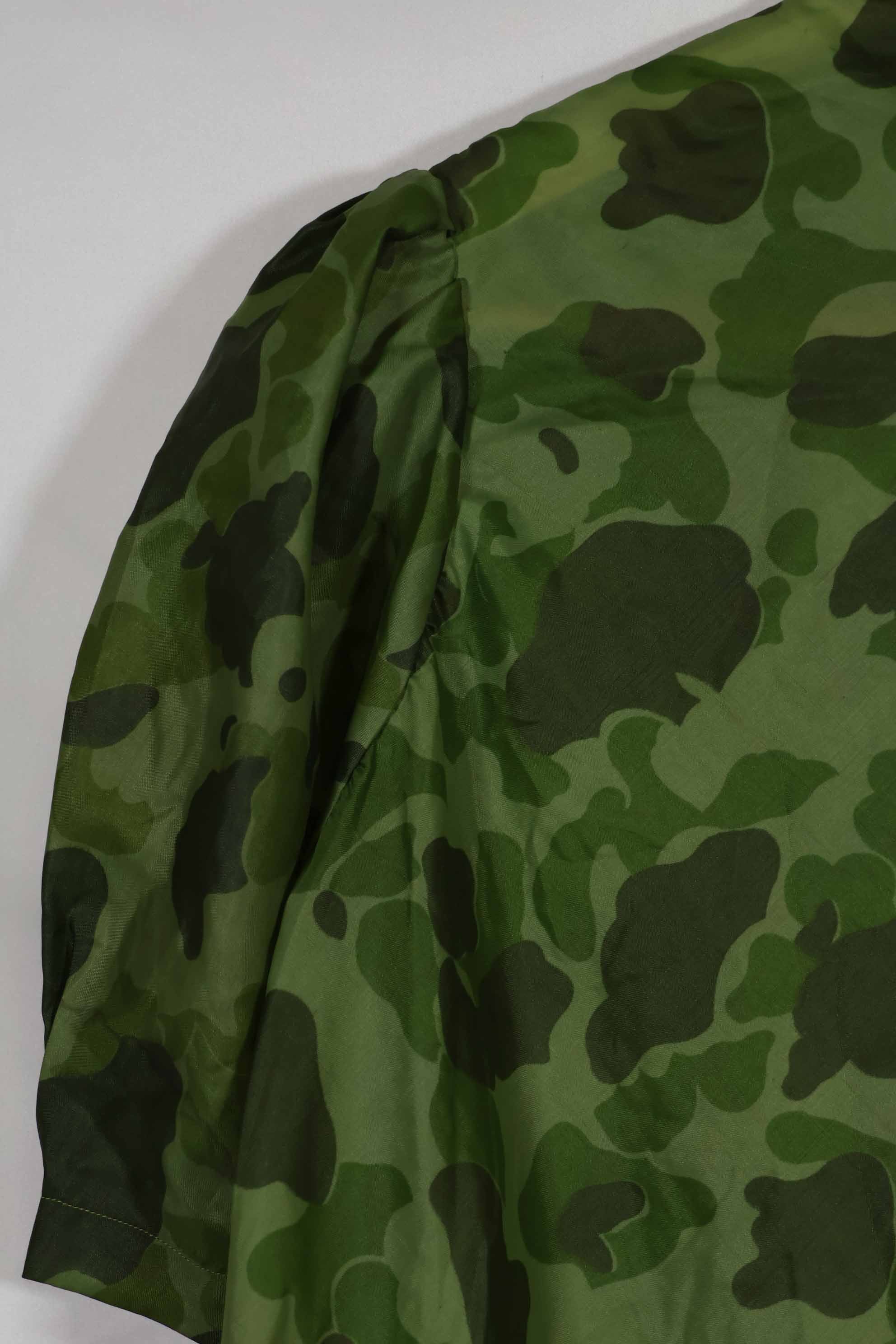 1940s-50s, Parachute camouflage fabric, women's or children's blouse, privately procured.