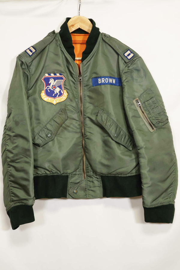 1960 Contract USAF eclectic L2-B 17th Air Force light zone flight jacket, used.