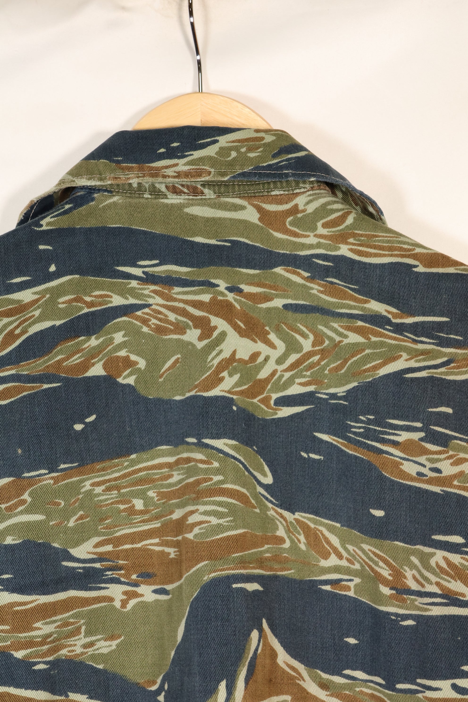 Mid-1970s, Thailand, Silver Tiger half sleeve shirt, tiger stripe, used.